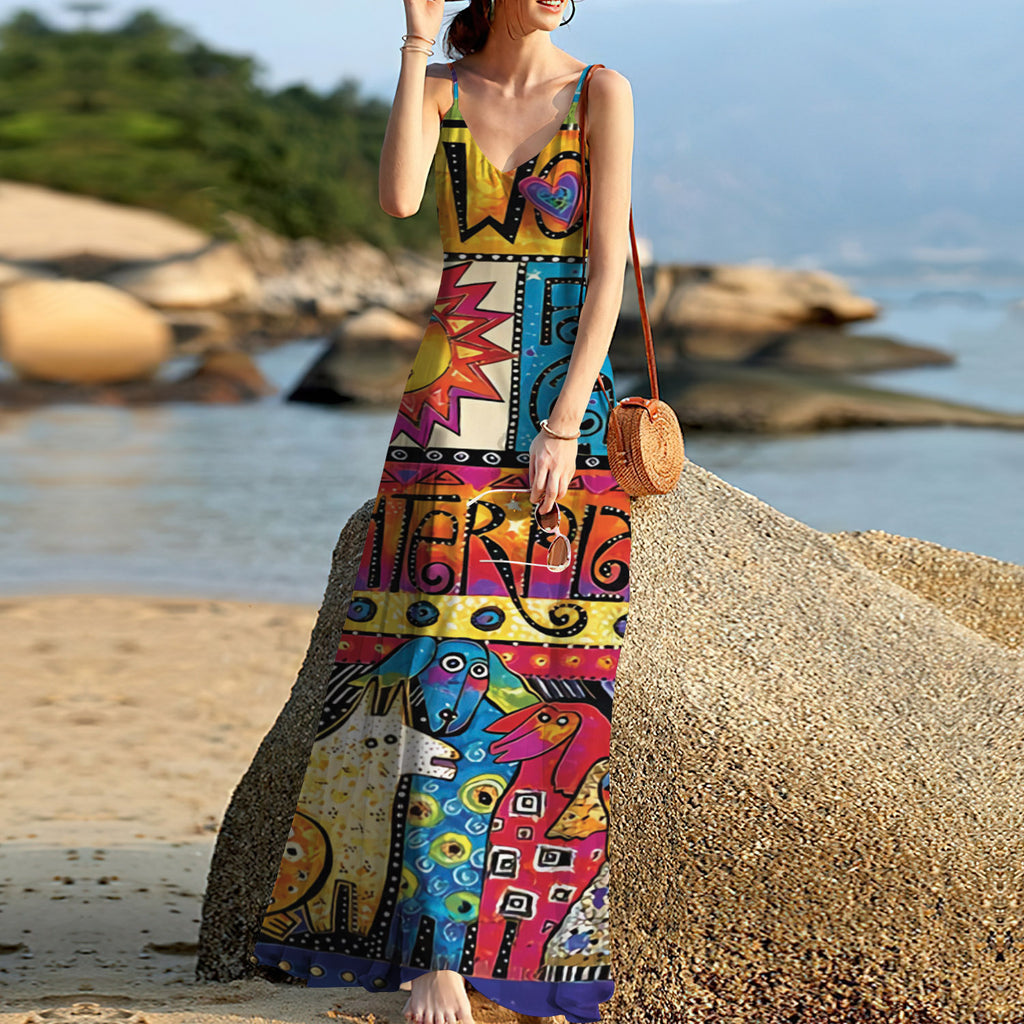 Hippie Art Sleeveless Maxi Dress | Women Summer Dress | Sundress
